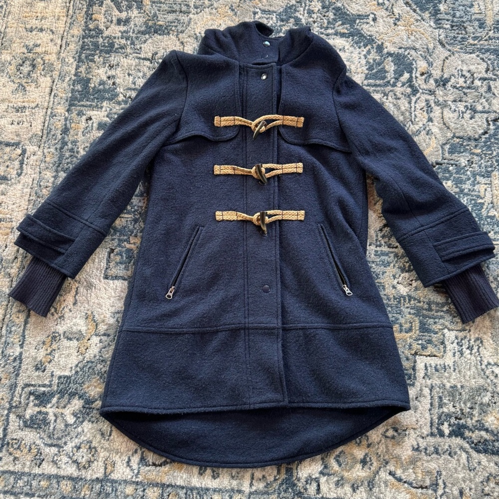 Free People Navy blue  military Pea Coat with Toggle Closures